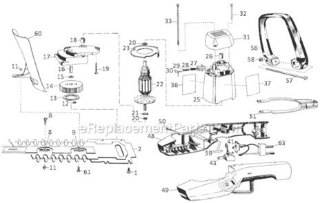 Page A Diagram and Parts List for 8134-04 Type 1 Black and Decker Hedge Trimmer